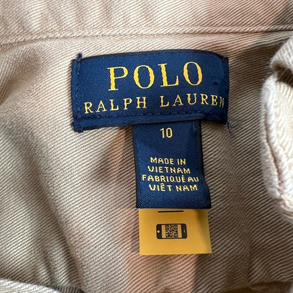 Polo Ralph Lauren Shirt Dress Belted Chino Khaki Girls Size 10 Neutral - Picture 5 of 6